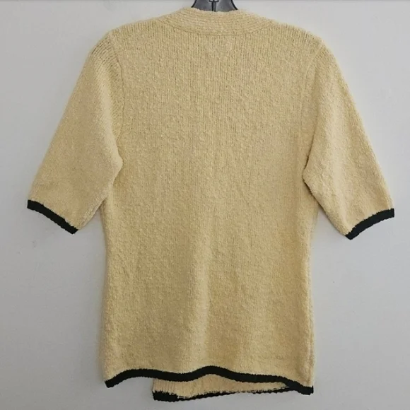 Ganni Soft Yellow Asymmetric Boucle Button-Up Cardigan Sweater Women's Size Med - Picture 8 of 10